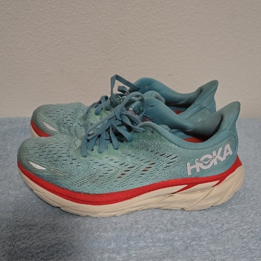 Hoka Blue and Red Athletic Shoes with Breathable Mesh - Picture 10 of 11